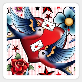 Retro birds Tattoo Sticker